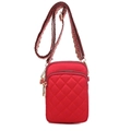 Bolso bandolera de nailon acolchado rojo con correa étnica para mujer - Rojo