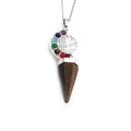 Collana Albero della Vita con 7 perle chakra e ciondolo di cristallo esagonale - Occhio di Tigre + Catena a O