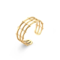 Detail of 18K gold plated stainless steel multi-layer hollow pig nose link ring - Three-Layer Bamboo Joint Open Ring