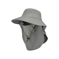 Cappello da sole grigio chiaro con tesa larga, maschera facciale e protezione per il collo - Verde Militare