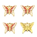 Colorful butterfly enamel charms with rhinestones on gold base for DIY jewelry making - Butterfly Style (#2) / 20x24mm / Red