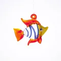 Detail of colorful striped glass fish pendant with hanging loop for aquarium decor - Style 18-Red Yellow Blue White Striped Fish