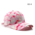 Pink, white and blue tie-dye baseball cap with adjustable strap and curved brim - Pink White Light Blue Tie-dye (B3-9)