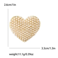 Spilla cuore dorata elegante con perle bianche, misura 3,3 cm x 2,6 cm, peso 11,1 g - Forma di Cuore/Perla Bianca / Oro