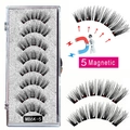 Reusable black magnetic false eyelashes set MK series with 5 magnets in storage box - MB6K-5 / 5 Pairs Eyelashes (No Tools)