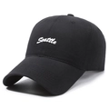Casquette de baseball en coton noir avec broderie blanche Seattle sur le devant - Réglable / Noir