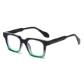 Chic square frame glasses featuring a unique black and green gradient matte finish - Anti-Blue Light Plain Lens / Black Green Gradient Anti-Blue Light