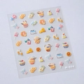 Adesivi per nail art con dolci in stile Ins con cupcake e ciambelle in rilievo M-654 - Stile Orsetto Dessert Cartone Animato (M-654)