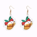 Detail of Christmas bell earrings with red-green bows and yellow glitter in acrylic - Bell Ear Hook