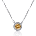 Halskette aus S925 Sterlingsilber mit einem runden gelben 1 Karat Moissanit-Anhänger - Moissanit / 1 ct / Champagner