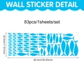 DIY oceaan thema blauwe vissen muurstickers set van 83 voor badkamer en slaapkamer - 90x30cm / Hemelsblauwe Vis (UV24Y11712BT_R)