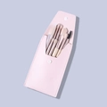Pink leather makeup brush set case with various gold and wooden cosmetic tools - 8Pcs Macaron Nude With Bag