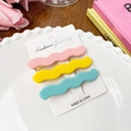 Set of 3 macaron candy color wavy acetate hair clips in pink, yellow, and blue finish - 3Pcs/Set 7CM / Fondant Color