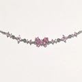 Pink butterfly bow bracelet with heart-shaped zircon and delicate silver flower chain - Style 8 Silver
