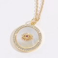 Collana dorata con occhio del male, inserto in madreperla, cristallo rosso e zirconi - Stile Rotondo