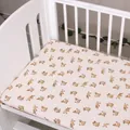Baby crib fitted sheet featuring Simba cartoon print and floral patterns in beige color - Pink Background Lion / 120*60cm
