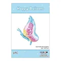 Blau-rosa Schmetterling Folienballon 65x73cm für farbenfrohe Party- und Festdekoration - Seitenansicht Blauer Schmetterling