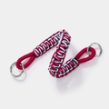 Handmade woven bag strap in burgundy and light blue with silver metal rings - Light Blue and Red with Gold Clasp