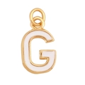 Golden letter G pendant with white enamel filling and metal ring attachment - White - Letter G