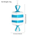 Blue and white striped candy Christmas ornament with silver string for tree decoration - 20cm Blue White Square Stripe