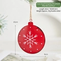 Red iron Christmas ornament with white snowflakes, double-sided print, size 10x8cm - Red Round Plate Iron Ornament