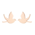 Elegant rose gold bird-shaped stud earrings featuring a minimalist swallow design - Rose Gold