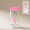 Rose pink 710ml Tritan water bottle with retractable straw for boba and smooth finish - 24oz / Rose Pink