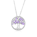 Collana con pendente albero della vita in argento S925 con zircone viola e cristalli - Argento 925 / Stile Zircone Viola