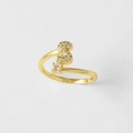 Gouden 18k vergulde open ring met micro-pave zirkonia in de vorm van de letter S - Letter S