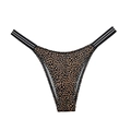 Sexy leopard print ice silk low-rise V-cut panties with black and white elastic trim - XL / Leopard Print