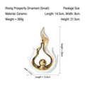 Modern white and gold abstract ceramic phoenix statue for living room home decor - Abstract Flame Ornament - Small (11841)