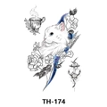 Waterproof temporary tattoo sticker with white cat, tea cup, and anchor design TH-174 - Th-174 / 210*148mm