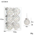 Set of 6 iridescent clear 6cm Christmas balls with white spiral texture and sequins - 6CM Iridescent Transparent Spiral Stripe Ball