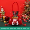 Red Christmas drawstring gift bag with plush snowman applique and plaid bow detail - Light-up Golden Thread Snowman Bag