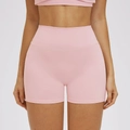 Pink high-waisted yoga shorts with elastic compression for fitness and running - Ceramic Pink