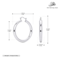 Tabella dettagliata delle misure per grandi orecchini a cerchio in argento sterling 925 - 40mm / Argento 925 placcato oro bianco