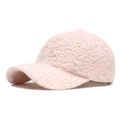 Light pink baseball cap in textured faux shearling fabric with six-panel design - Light Pink