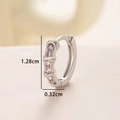 Silver hoop earrings with five pink cubic zirconia crystals, 1.28cm height - Pink