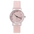 Ladies quartz watch with pink silicone strap and silver metal case on white background - Light Pink