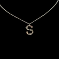 Silver letter S necklace with colorful zircon stones on a thin chain, letter pendant style - Letter S / Silver