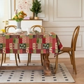 Nappe de Noël en jacquard avec bonshommes en pain d'épices et flocons sur une table en bois - 60*60cm / Patchwork de Noël Teint en Fil