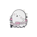 Cartoon ghost enamel pin with pink ribbon and 'If you got it haunt it' text - Haunt It Ghost (QHXZ1275)