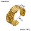 Detail view of gold wide cuff bracelet showing 2.8cm width and vertical ridge texture - Gold Multi-Ridge Texture (HZ48094B0)