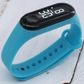 Blue silicone strap waterproof digital sports watch with black oval LED display - Light Blue