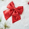 Red sequin Christmas bow decoration 25x30cm for festive tree ornaments and party decor - 25x30cm / Red