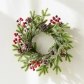 Ghirlanda di Natale con pigne bianche e bacche rosse per decorazioni festive di porte - 40cm Verde con Neve