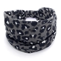 Bohemian leopard print wide elastic headband in classic black and white pattern - 110