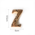 Natural birch wood letter Z ornament with bark texture and 9.5cm height dimension - Letter Z