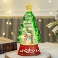 LED Christmas tree music box with snowman figure and festive red base ornament - Snowman Style