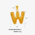 Minimalist gold stainless steel letter W pendant charm with chunky design for DIY jewelry - Letter W - Gold